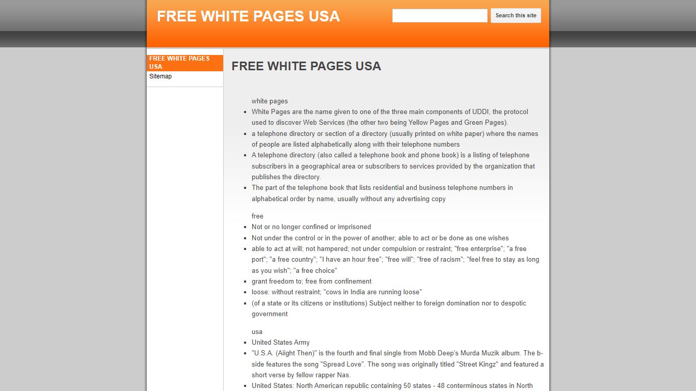 FREE WHITE PAGES USA - sites.google.com